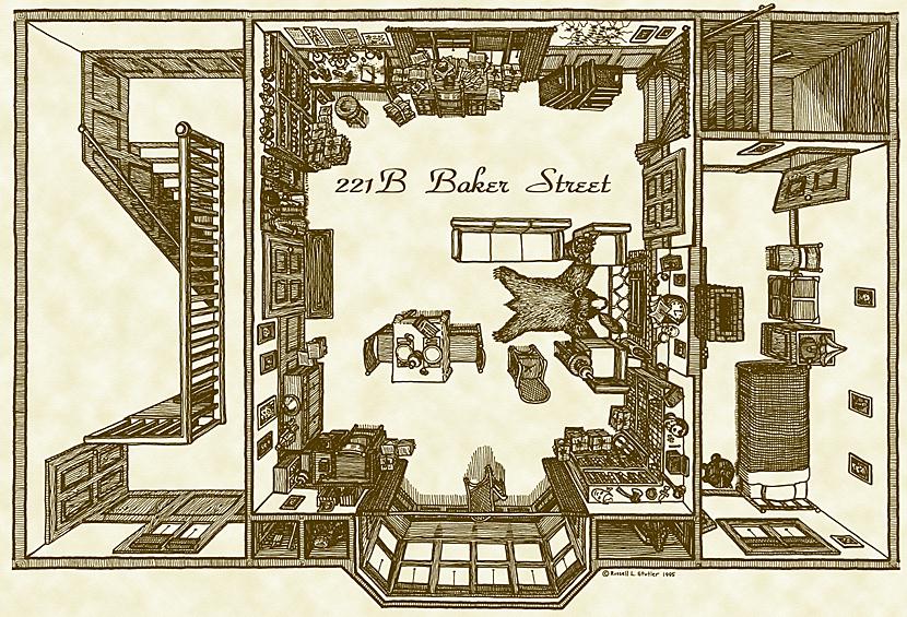Bird's eye view of 221B Baker Street.