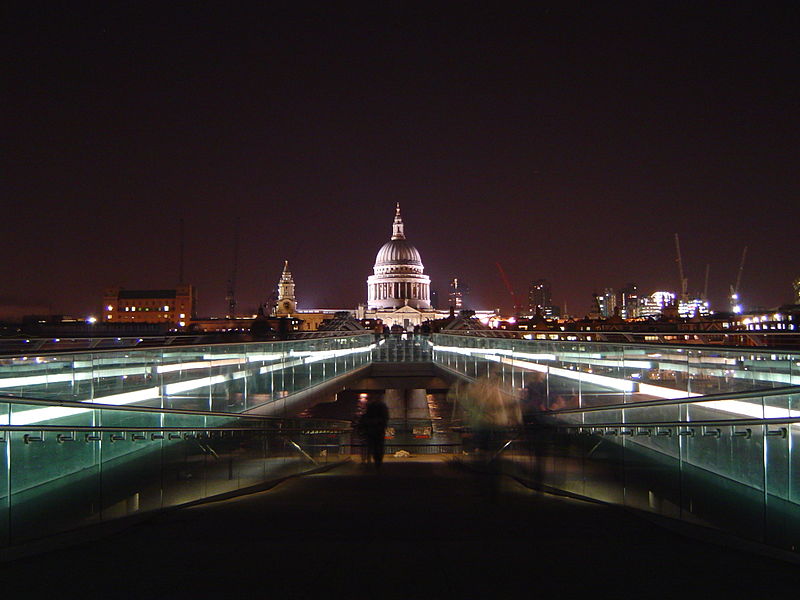 Millennium Bridge in London at Night